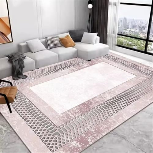 Xiaosua Tappeto Per Bambini Tappeto Del Salone tappeto salotto Tappeto nostalgico lavabile con motivo a griglia grigia Vecchio rosa. 120x120CM