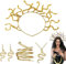 YFCJYBF Medusa-Kostümzubehör, Schlangen-Stirnband, Schlangen-Halskette, Schlangen-Ohrringe, Schlangen-Ring, geeignet für Party-Kostüme, Karneval, Halloween, Cosplay-Zubehör-Set