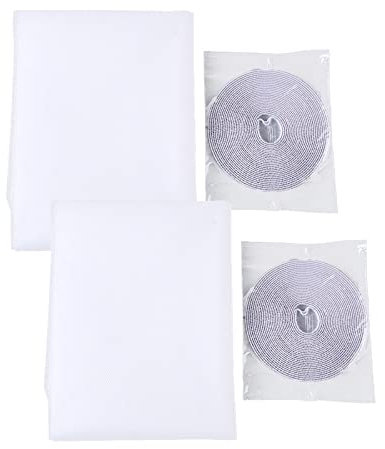 1.3M x 1.5M DIY Self-Adhesive Window Screen Fly Screen Nets Mesh Magic Curtain Snap Nets for Window - 1 Tape, Block Mosquitoes, Flies and Bugs Enter White