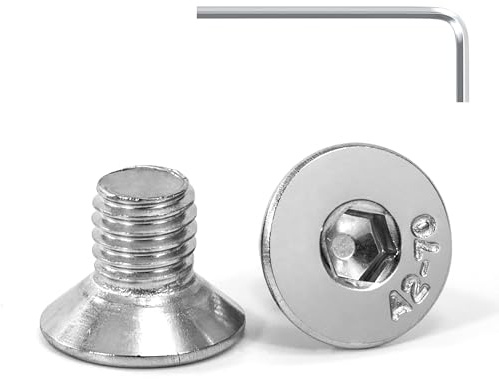 Tunejoy Viti a Testa Svasata M8 x 12 mm Vite a testa svasata Brugola Bulloni in Acciaio Inox A2 V2A Viti a Testa Piatta Norma DIN 7991 con Chiavi a Esagono Filettatura Completa 20 pezzi