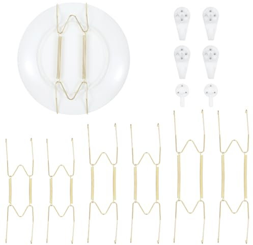 YUXIANLB 12 Pieces Plate Hangers for Wall, Invisible Plate Hanger, Stainless Steel Wall Plate Hangers, Decorative Wire Plate Hangers Holder in Various Sizes for Decorative Plates and Art (6/8/10 Inch)