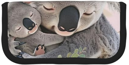 LRHCNZDCP Simpatico astuccio in tela con stampa di Koala mamma e bambino, per trucchi, gadget e matite, con cerniera