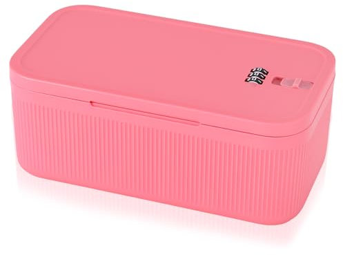 Lockable Storage Box with Combination Code, Pink Combination Lock Box, Portable Safe Box with Code Lock Secure Organizer for Medication Snacks Electronics Travel Office Home Use