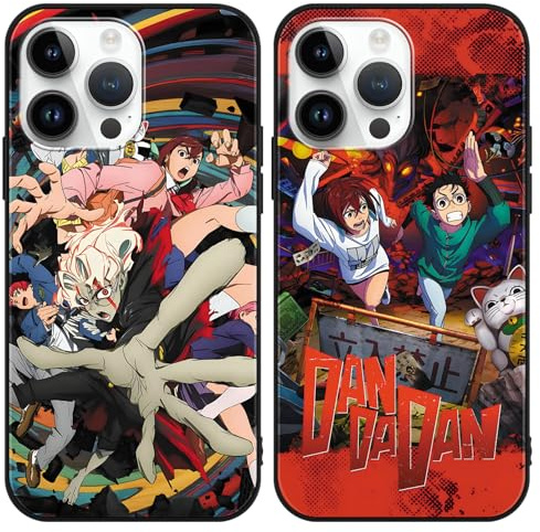 TBNMBGY 2 Stück Handyhülle für iPhone 15 PRO MAX Hülle 6.7 Zoll, Manga Schutzhülle DANDADAN Turbo Granny Cartoon Anime Muster Cute für Junge Kind Phone Case Stoßfest TPU Ultra Dünn