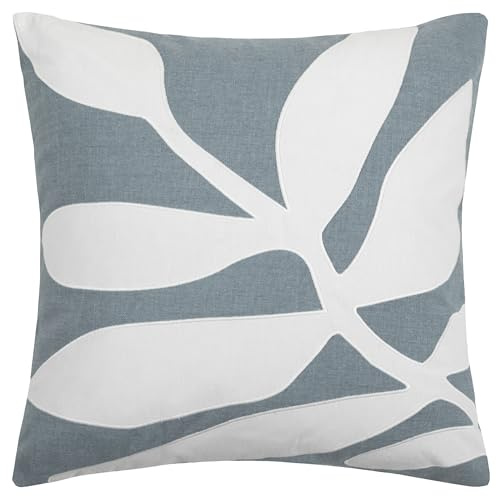 Voyage Maison Bodhi Feather Filled Cushion – 100% Cotton Abstract Leaf Appliqué Decorative Pillow (Seafoam - 50x50cm)