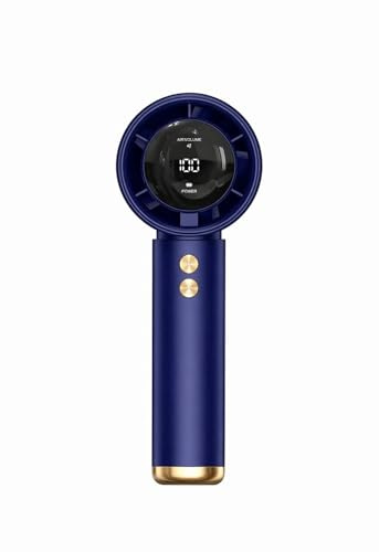 Sonia Linens Home Basic N68 Unique 100 Speed Levels Handheld Portable Fan With Digital Display USB Charging (Blue)