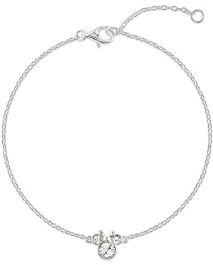Disney Armband aus 925er-Sterlingsilber, Minnie Mouse, Geburtsstein April, 17,5 cm mit 2,5 cm Verlängerung