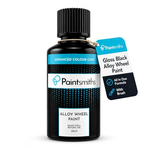 Alloy Wheel Touch Up Paint - Gloss Black Repair Kit for Alloy Wheel Curbing, Scratches and Scuffs - Professional All In One Paint - 30ml Bottle & Brush (Gloss Black)