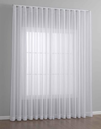 Gardine Voile Batist mit Wellenband »Wien« HxB 245x300 cm Weiß 1:2 Wellenband Bleibandabschluß Knitterarm Wellenfall 2025100