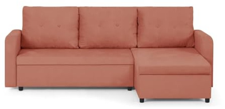 SENTO TRADE Ecksofa mit Schlaffunktion, Bettkasten, L-Form Eckcouch, Schlafsofa, Bonellfederkern, Berlin (Rot)