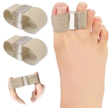 GEHENG Big Toe Separators for Pain Relief, Bunion Corrector Spacers Straightener with 2 Loops for Women Men, Highly Stretchy Comfortable Gel Toe Cushions Spreaders for Feet Alignment (Beige, 1 Pair)