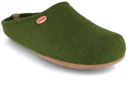 WoolFit Barefoot - Filzpantoffeln Damen Herren mit viel Zehenfreiheit, grün, Gr. 38