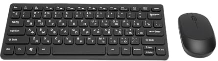 Cuifati Russian Keyboard Wireless Mouse Combo, 2.4GHz Cyrillic Keyboard and Mouse Set, Plug and Play USB Receiver & Spill Proof Silent Ergonomic for PC Home & Office