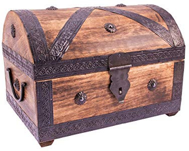 LL Truhe Piratenlook - Schatzkiste - Massivholzbox ca. 28 x 20 x 19cm dunkel