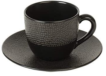 TABLE PASSION Vesuvio Tasse à Café en Grès, Noir, Lot de 6