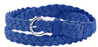 sourcing map Frauen verstellbare Single Pin Gürtelschnalle Dünne geflochtene Gürtel blau