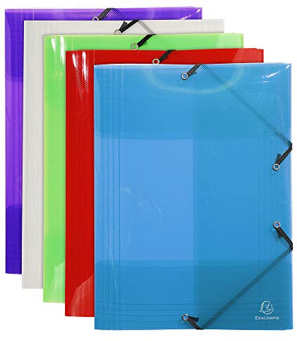 Exacompta - Réf. 59700E - 1 chemise à élastiques Crystal pour format A3 - pochette 3 rabats - en polypropylène haute transparence - dimensions 32 x 44 cm - couleur aléatoire