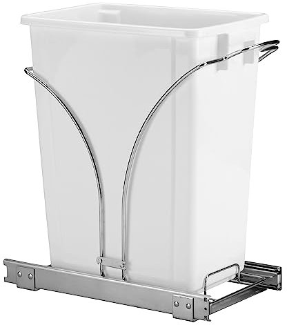 Household Essentials Glidez Under Cabinet Pull‑Out Trash Can in Chrome‑Plated Steel Frame with 9‑Gallon Plastic Bin, White