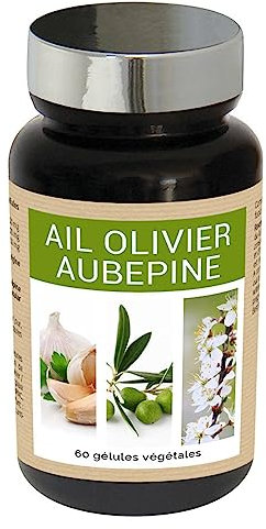 NUTRI EXPERT – Ail Olivier Aubepine – Contribue à la régulation de la pression artérielle – Participe à la santé cardiovasculaire – Réduit la sensation de palpitations – Végan – 60 Gélules végétales