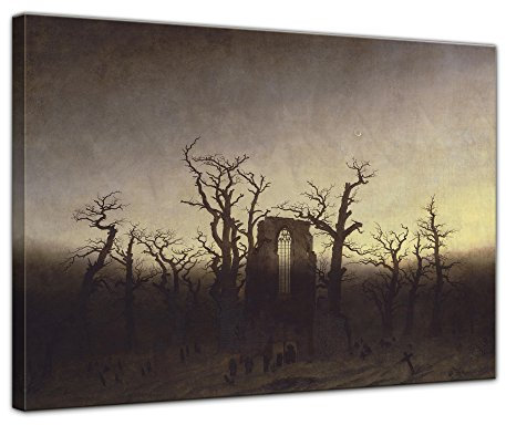 Bilderdepot24 Bild auf Leinwand | Caspar David Friedrich Abtei im Eichwald in 60x50 cm als Wandbild | Wand-deko Dekoration Wohnung alte Meister | NEU-180201-60x50-aiew