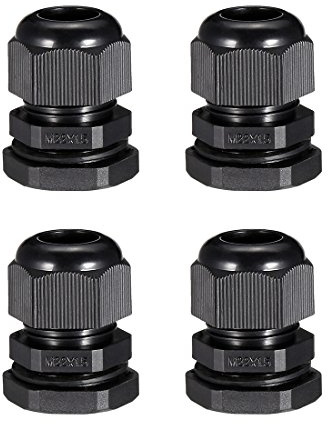sourcing map 4Pcs M22 Cable Gland Waterproof Plastic Joint Adjustable Locknut Black for 7mm-12mm Dia Cable Wire