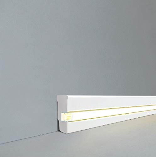 LED | Licht Fuß- u. SockelleistenHamm 721.1640L | LED Sockelleiste | Lichtleiste | Inklusive weißer Abdeckung| Profisockelleisten- weiß