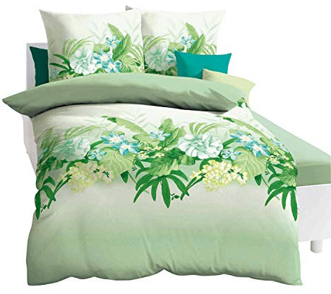 Kaeppel Bettwäsche Maui lind 1 Bettbezug 155 x 220 cm + 1 Kissenbezug 80 x 80 cm