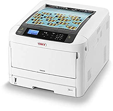 OKI C834nw Farbdrucker (Drucken, A3, 36 Seiten/Min., 1.200x600 dpi, LAN, WLAN, Duplexdruck optional, 5.000 Seiten/Monat, max 75.000 Seiten), Hellgrau