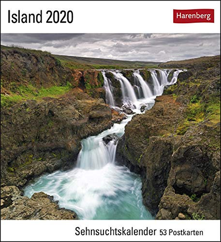 Sehnsuchtskalender Island - Kalender 2020 - Harenberg-Verlag - Postkartenkalender mit 53 heraustrennbaren Postkarten - 16 cm x 17,5 cm