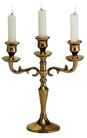 Home Collection Metall Leuchter Kerzenleuchter 3 armig Gold Aluminium H26cm B23cm