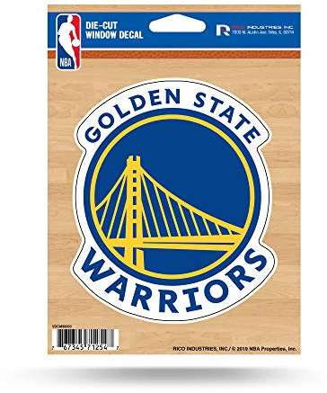 Rico Industries NBA Golden State Warriors Vinyl-Aufkleber, gestanzt, Blau, 12,7 x 17,8 cm