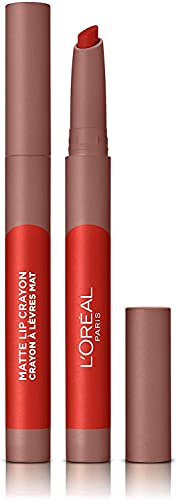 L'Oreal Paris Infallible Very Matte Lip Crayon Lipstick, Smudge Proof, Red Lipstick, 110 Caramel Rebel, 1 kg