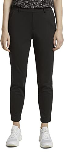TOM TAILOR Femme Pantalon Décontracté Avec Taille Élastique, Deep Black, Xl