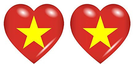 Akachafactory 2X Autocollant Sticker Drapeau Coeur VN Vietnam