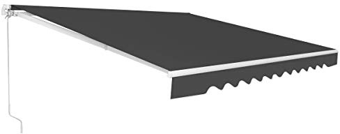 COSTWAY Markise mit Kurbel, Gelenkarmmarkise Sonnenschutz, Balkonmarkise Sonnenmarkise 5-35° Winkel einstellbar, Terrassenmarkise, Klemmmarkise für Balkon und Veranda (Grau, 300 x 250 cm)