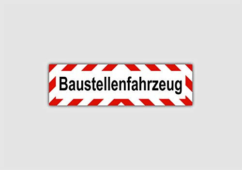 Magnetschild | Schild Auto | Große Kfz-Warnmarkierung 35x10 cm leuchtend rot schwarz für PKW/LKW/Truck/Firma | Outdoor UV Schicht | Magnetträger mit 900µ stark haftend (Baustellenfahrzeug)