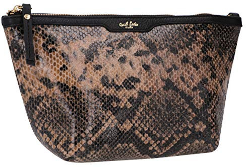 Gusti Kosmetiktasche Leder - Sille Utensilientasche Kulturbeutel Waschtasche Schminktasche Kulturtasche Schlange Optik