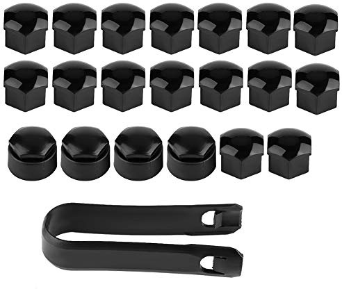 Akozon Couvre-écrous de Boulon de Roue de Voiture, 20 pièces 17 mm Écrou de Roue de Voiture Universel Vis de moyeu de cosse Couvre-boulons de Jante Capuchon de Protection antivol(Noir)