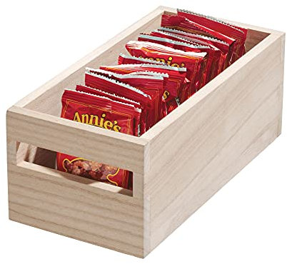 iDesign EcoWood Kitchen Storage Box, Kitchen Container Made from Eco-Friendly Paulownia Wood, Wooden Box for Kitchens, Bathrooms and More, Beige,25.4x12.7x10.2cm