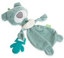 Babyjem Baby Schnuffeltuch Einschlafhilfe Schnullertuch Bär Schlaftier für Babys Kleinkind mit Beißring, Grün