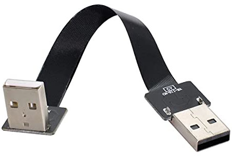 cablecc Cavo dati USB 2.0 tipo A maschio a tipo A maschio piatto sottile FPC ad angolo verso il basso di 90 gradi per FPV, dischi, scanner e stampanti, 100 cm