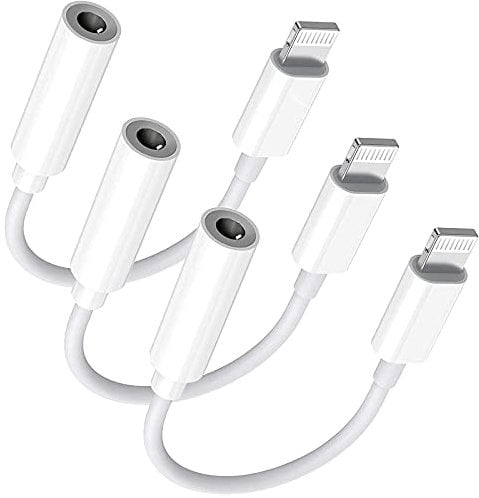 Adattatore da Lightning a jack per cuffie da 3,5 mm, certificato Apple MFi, confezione da 3 pezzi per iPhone da 3,5 mm, compatibile con iPhone 12 11 XS XR X 8 7 iPad, supporta iOS 14