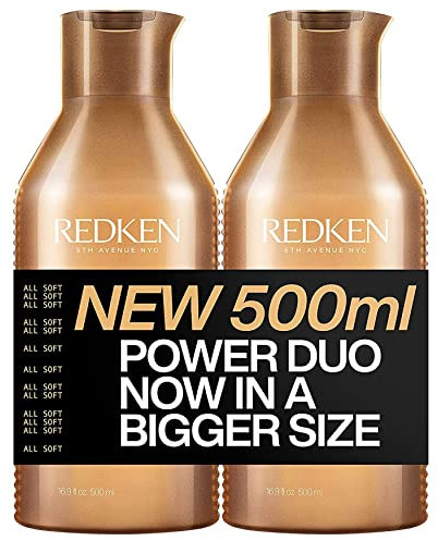 REDKEN Shampoo & Conditioner, For Dry Hair, Argan Oil, Softness and Shine, All Soft, Power Duo 500 ml Set