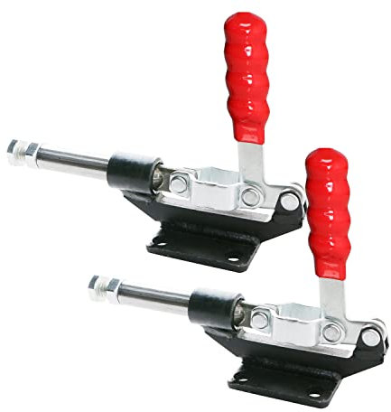 2Set Plunger Stroke Clamp w Flange Base Plate 500lbs Holding Capacity for Suitable for Toolbox, Door, Box, Trunk, Tractor Cover, Smoke Cover, Woodworking Fixture and Quick Release Pull Lock.