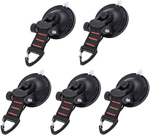 Saugnäpfe mit D-Ring, 5 Stück robuste Saugnäpfe, Anker, Mehrzweck-Camping-Saugnäpfe, Haken für Zuhause, Outdoor, Auto, Van, LKW, Markise, Boot, Plane