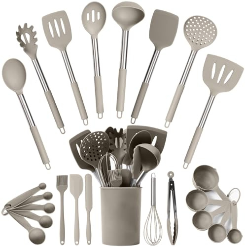 24 PCs Silicone Kitchen Utensils Set, Stainless Steel 450F Heat Resistant