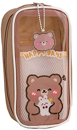 Federmäppchen Kawaii Pencil Case Etui Große Kapazität Federtaschen Unisex Mäppchen Stiftetasche Bleistift Beutel Federmappe Schulsachen Pencil Case mit Tragegriff für Schule Büro (Braun)