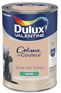 Dulux Valentine Crème de Couleur - Peinture multi-supports intérieure - Satin Rose des Sables 1,25 L