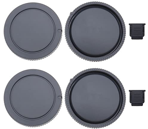 OTOTEC 2 Sets Body Cap Rear Lens Cap Hot Shoe Cover Replacement Set Compatible with Sony Cameras with E-mount Plastic Camera Accessories Grey