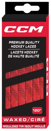 CCM Hockey Gewachste geformte Schnürsenkel (Rot/Schwarz, 243,8 cm)